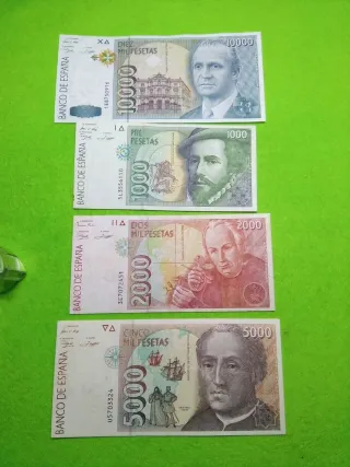 Billetes 1000, 2000, 5000, 10000 Peset