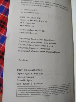 PREMI EDEBÉ 2015: Mentida