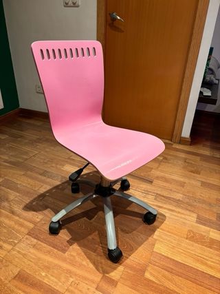Silla de escritorio de madera infantil rosa