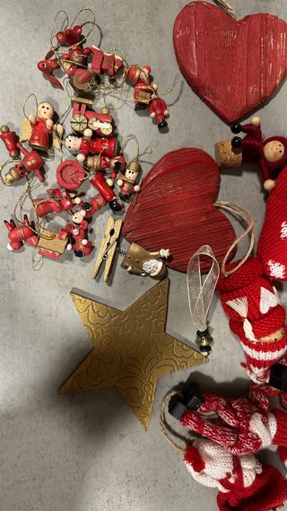 Adornos Navidad Corazón Madera y Tela