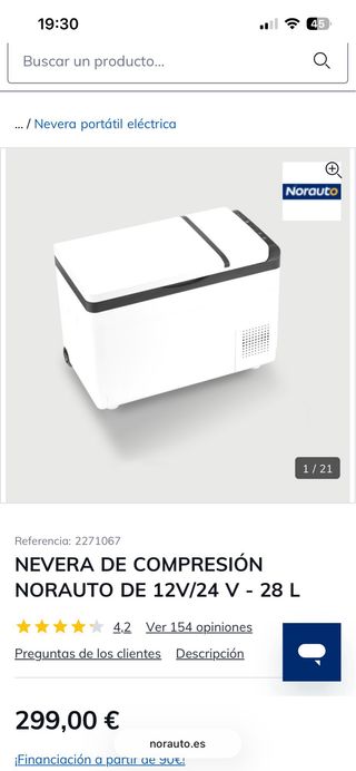 Nevera portátil compresor Norauto 28L 12-24V