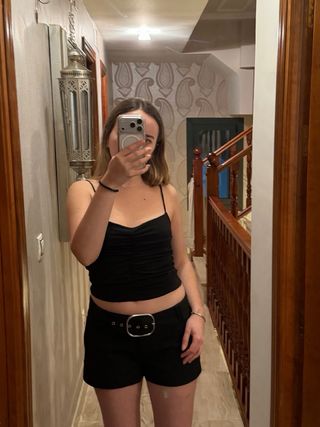 Top negro Zara drapeado
