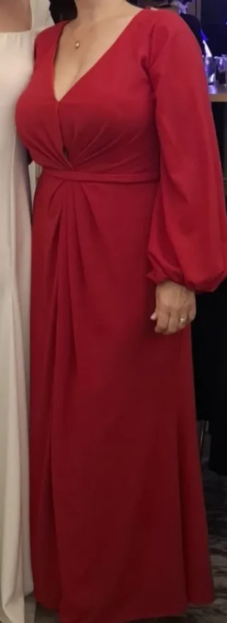 Vestido fiesta Rosa Clará rojoT.44(46 de la firma)