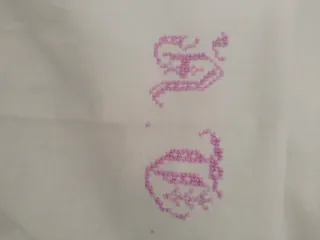 Sábana y almohadón antiguo de punto de cruz