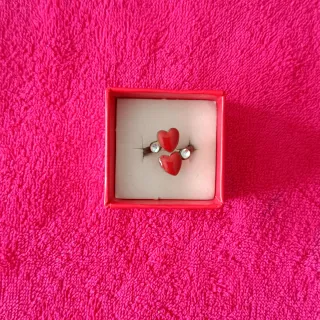 Anillo Corazón Rojo y Plata