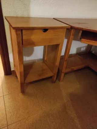 Escritorio Rinconera Madera + Mueble Auxiliar