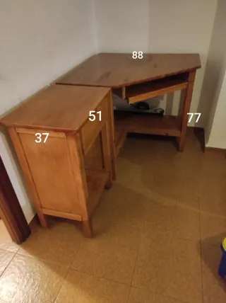 Escritorio Rinconera Madera + Mueble Auxiliar