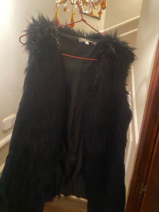 Chaleco pelo sintético negro talla unica