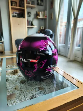 Casco Moto LS2 Mariposa Rosa Talla s