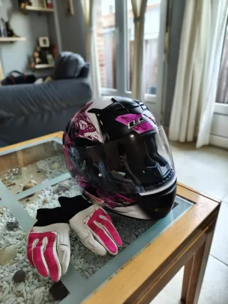 Casco Moto LS2 Mariposa Rosa Talla s