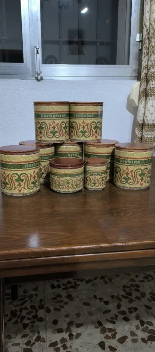 Tarros Cocina Vintage Beige y Verde