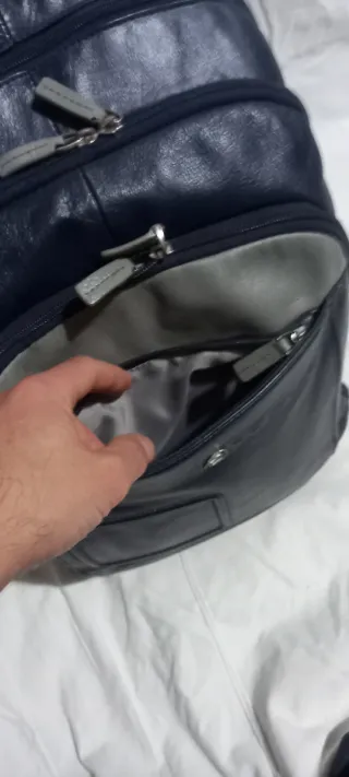 Zaino Piquadro Pelle Blu/Grigio