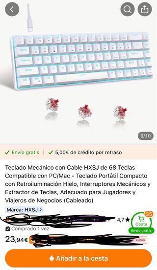 Teclado mecánico gaming RGB 60% - NUEVA sin usar