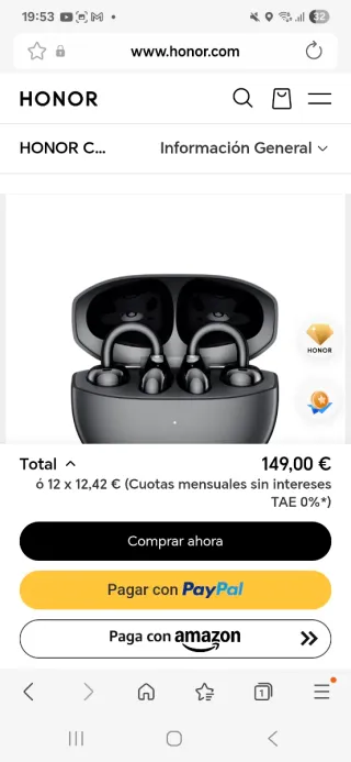 Honor Choice Earbuds Clip Auriculares Inalámbricos