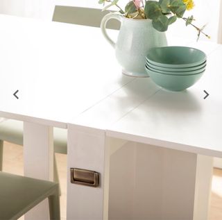 Mesa comedor plegable rectangular lacada blanca