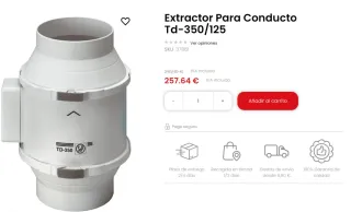 Extractor S&P TD-350-125 para conductos 125mm