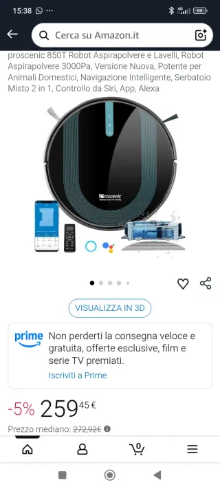 Robot aspirapolvere e lava Proscenic