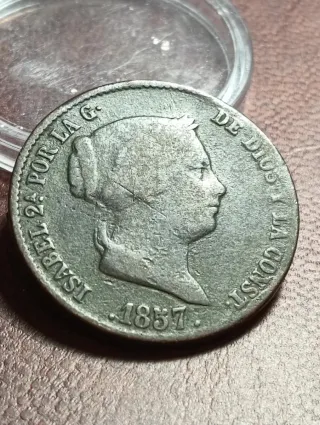 Moneda 25 céntimos real 1857