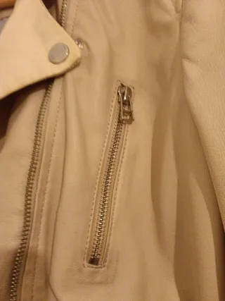 Cazadora Biker Piel Beige