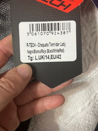 Chaqueta Moto R-Tech Mujer Negra Roja Blanca