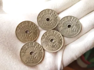 Lote 5 Monedas 25 céntimos 1937 España