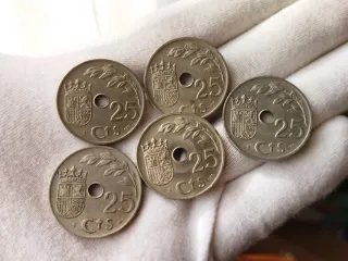 Lote 5 Monedas 25 céntimos 1937 España