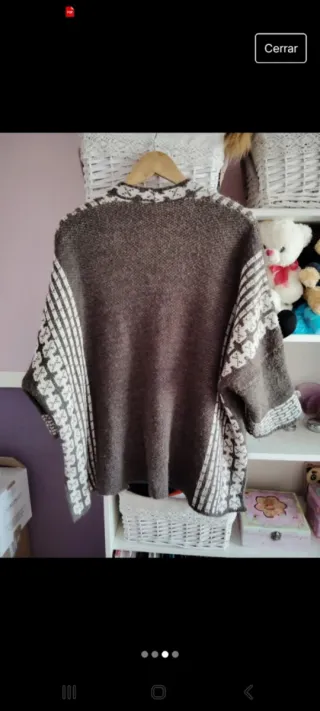 Cárdigan italiano marrón y blanco talla única