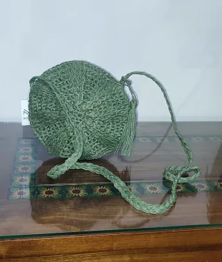 Bolso redondo rafia nuevo 26 cm
