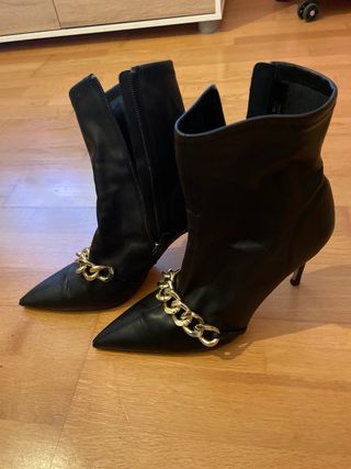 Botines Zara Talla 40 Fiesta Cadena Dorada
