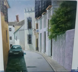 Pintura al óleo Calle con coche