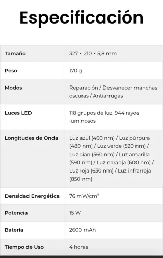 Mascarilla Facial LED Korons Negra y Dorada nyeva