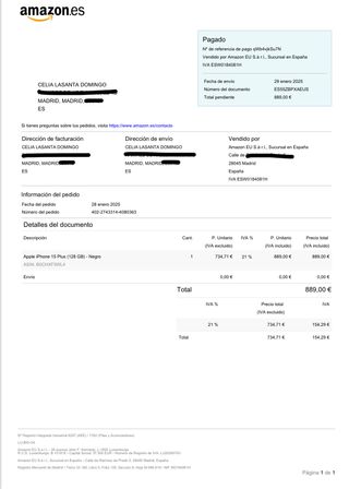 iPhone 15 Plus 128GB Negro