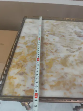 2 Mesa auxiliar antigua bronce y mármol. 2 mesas