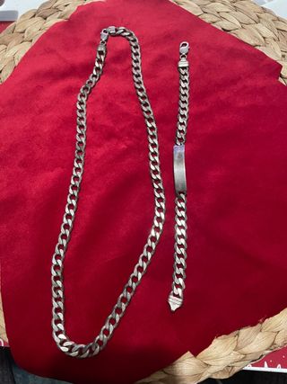 Cadena y pulsera esclava plata .925 maciza.