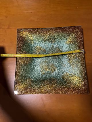 Plato decorativo vidrio dorado y verde