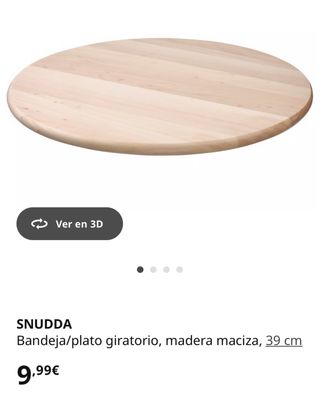 SNUDDA Tabla Giratoria Madera Maciza Ikea 39cm