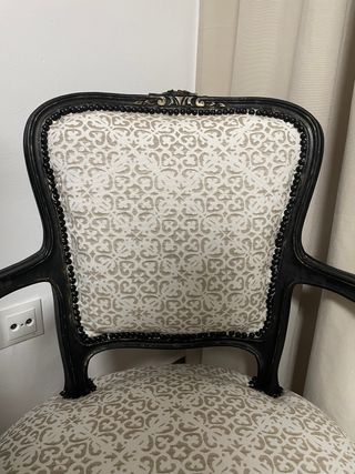 Sillón Isabelino Tela y Madera