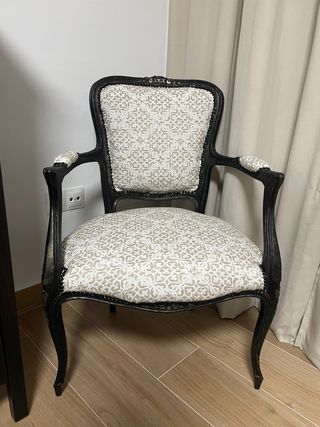 Sillón Isabelino Tela y Madera