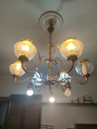 Lámpara de techo de bronce y cristal