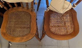 Sillas de madera maciza con asiento de rejilla