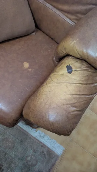 Sofá de piel marrón 2 plazas