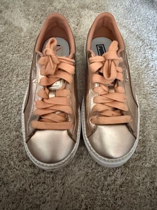 Zapatillas Puma Basket Doradas Rosadas