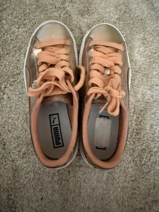Zapatillas Puma Basket Doradas Rosadas