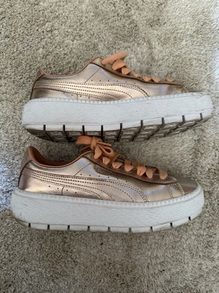Zapatillas Puma Basket Doradas Rosadas