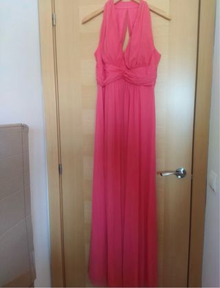 Vestido premamá ceremonia color coral