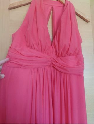 Vestido premamá ceremonia color coral