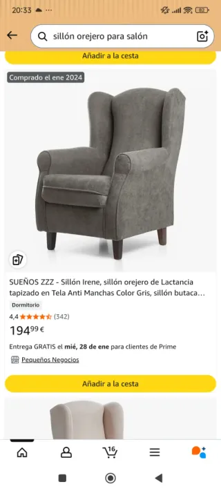 Sillón orejero SUEÑOS ZZZ gris
