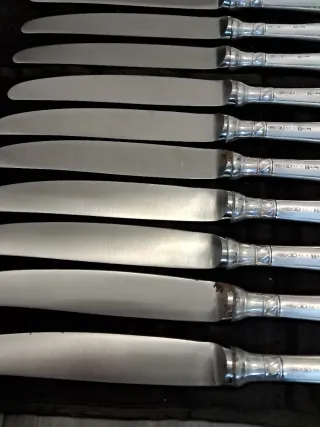 10 Coltelli Manico Argento 800