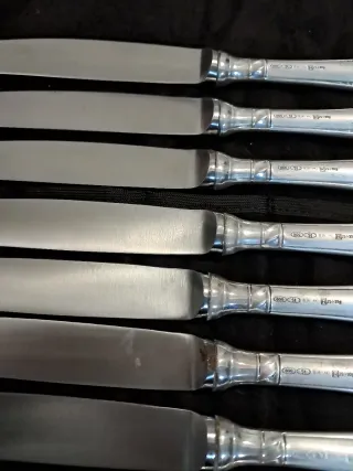 10 Coltelli Manico Argento 800