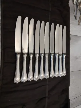 10 Coltelli Manico Argento 800